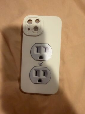 White Phone Case with Built-in Outlet Design - Compatible Cell Phone Accessory